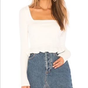 Superdown White Ribbed Top